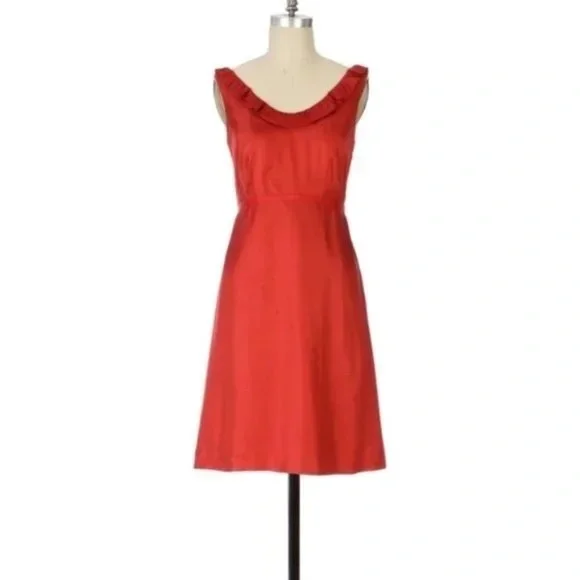 anthro red dress ANTHRO Moulinette Soeurs NWT Grand Canal Red Dress Size 10 100% Silk